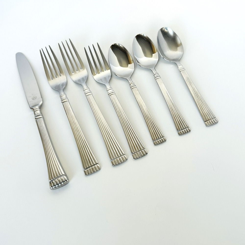 Pfaltzgraff Stainless Steel Flatware SCHEMATICS Misc Lot 7 Pieces Fork Spoon Kni